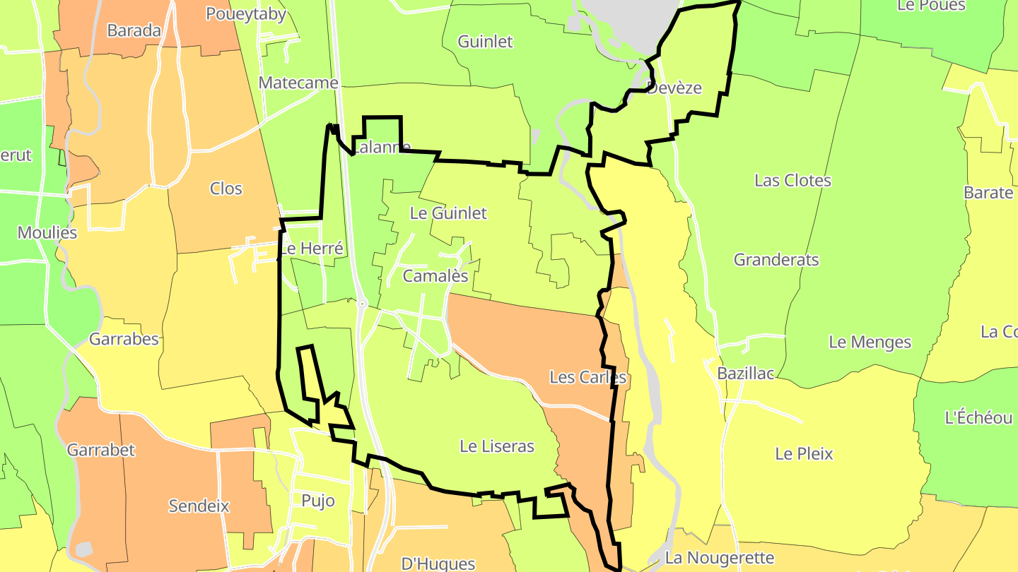 Carte des prix de l'immobilier Camalès