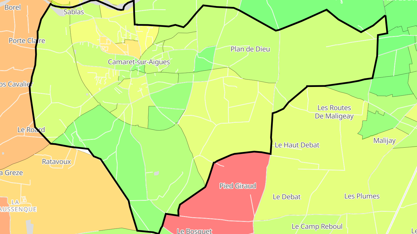 Carte des prix de l'immobilier Camaret-sur-Aigues