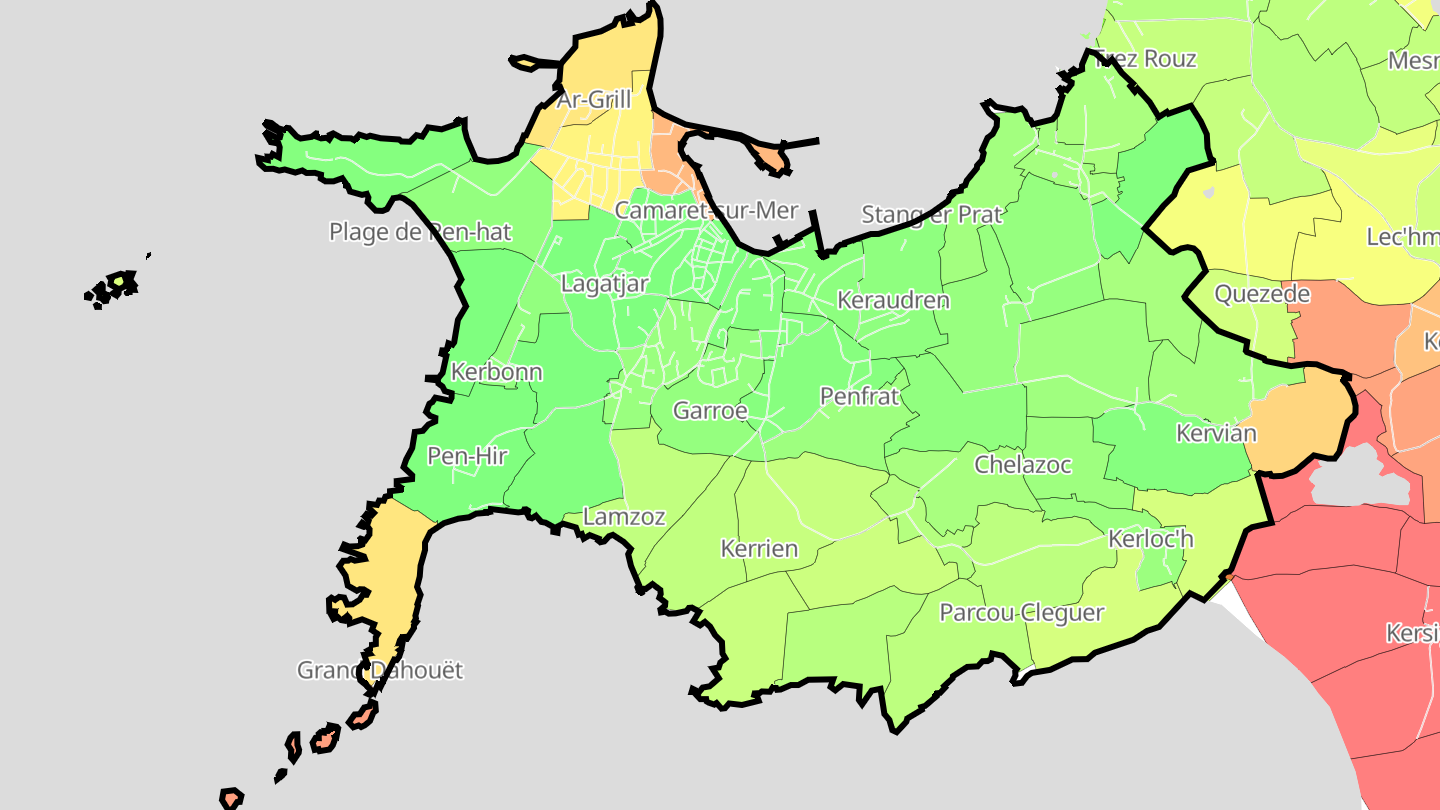 Carte des prix de l'immobilier Camaret-sur-Mer