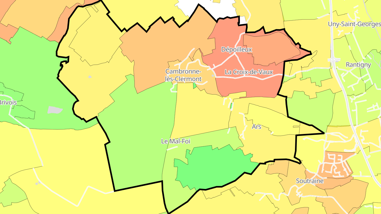 Carte des prix de l'immobilier Cambronne-lès-Clermont