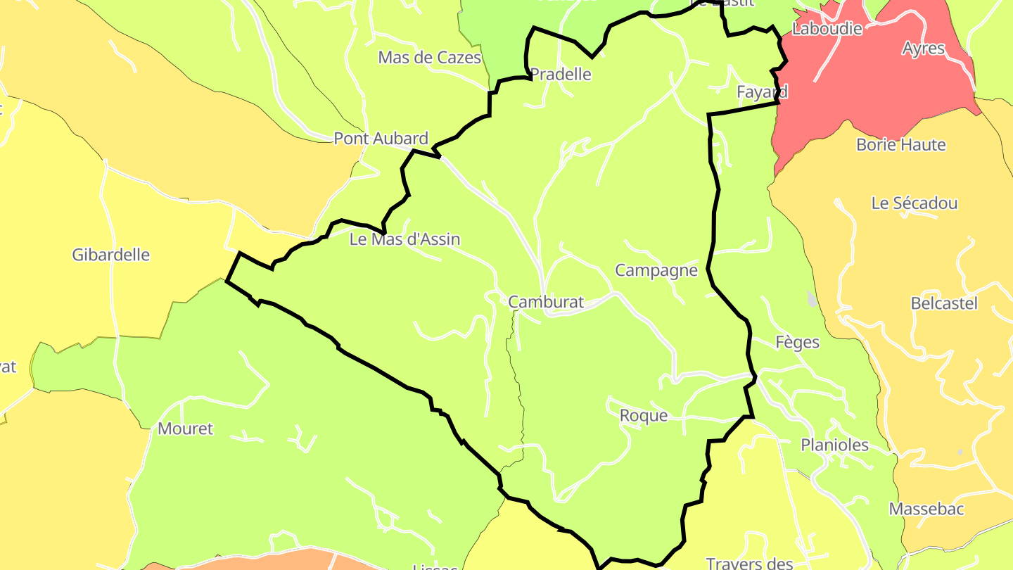 Carte des prix de l'immobilier Camburat