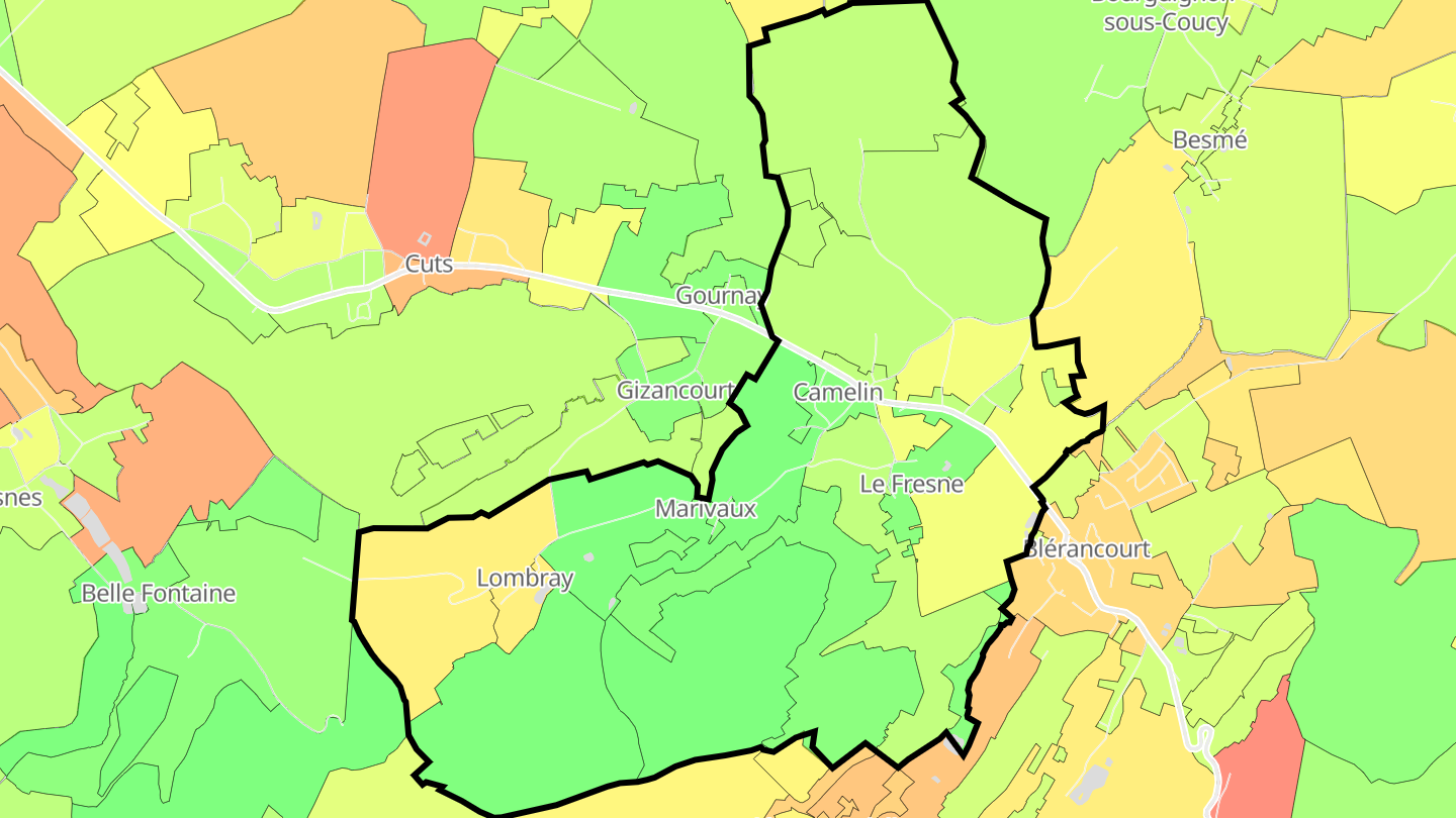 Carte des prix de l'immobilier Camelin