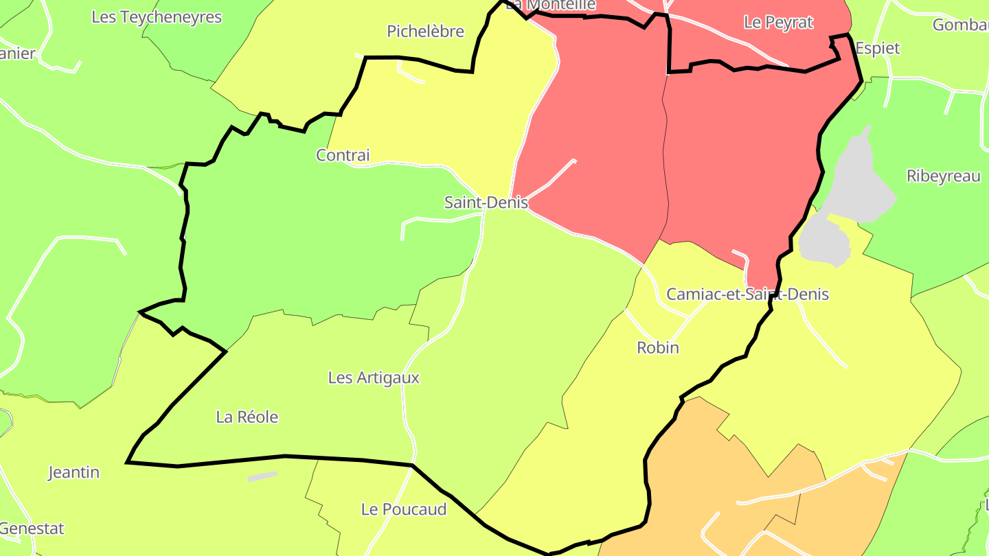 Carte des prix de l'immobilier Camiac-et-Saint-Denis