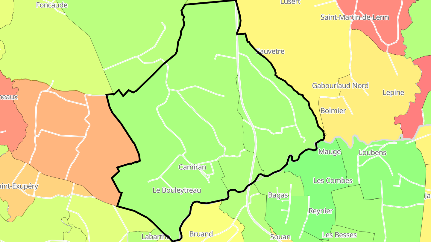 Carte des prix de l'immobilier Camiran