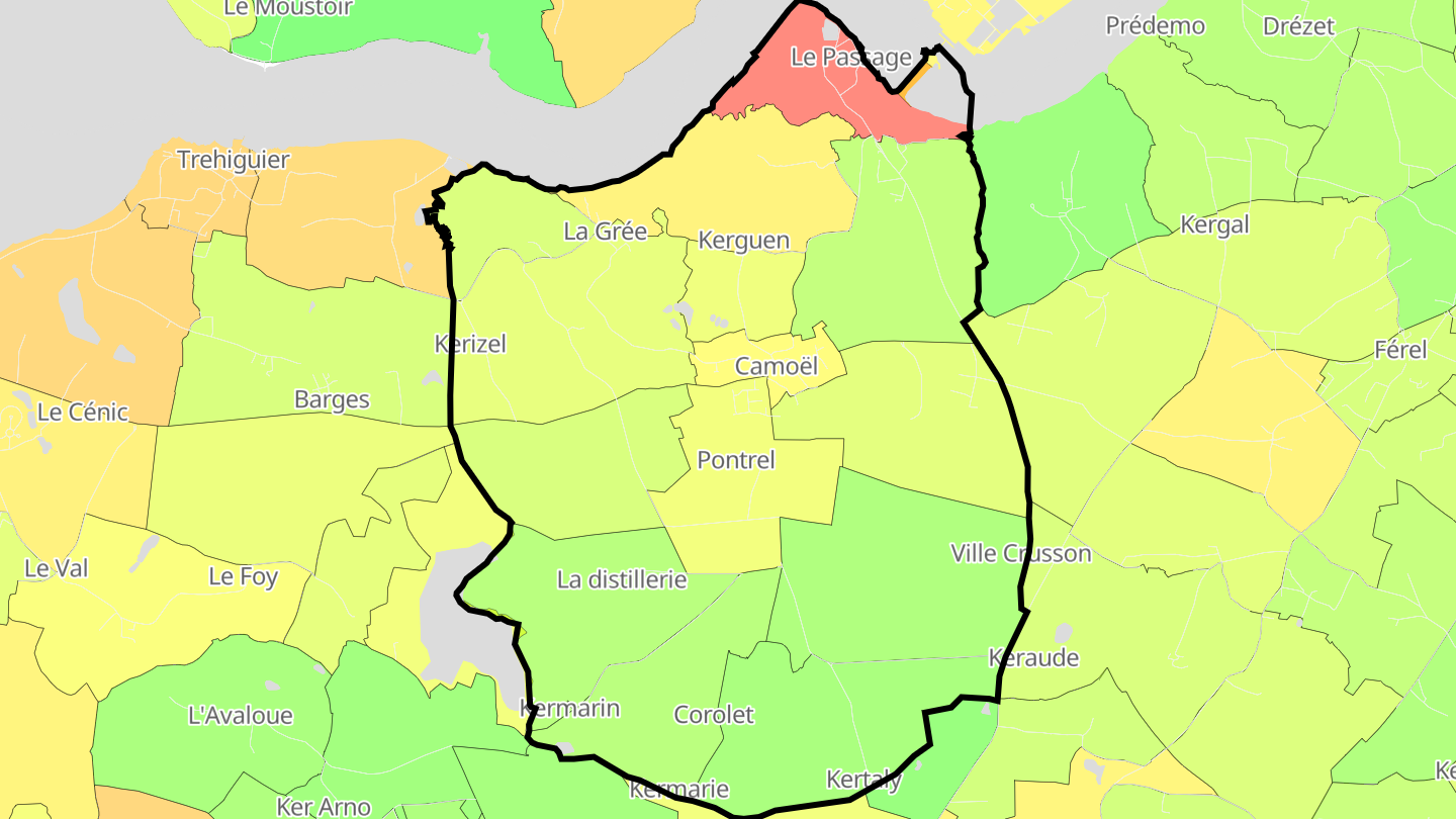 Carte des prix de l'immobilier Camoël