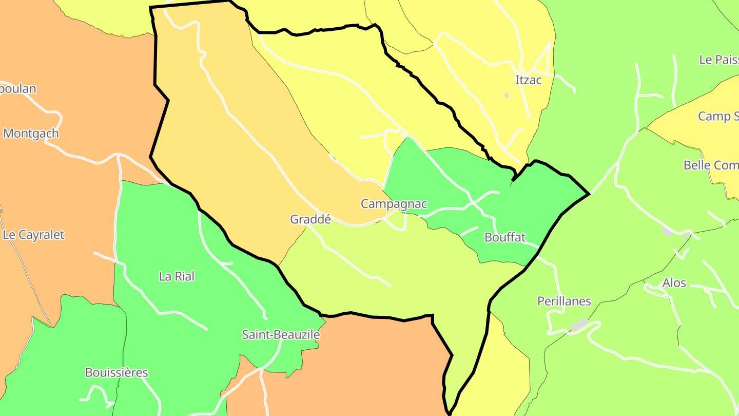 Carte des prix de l'immobilier Campagnac