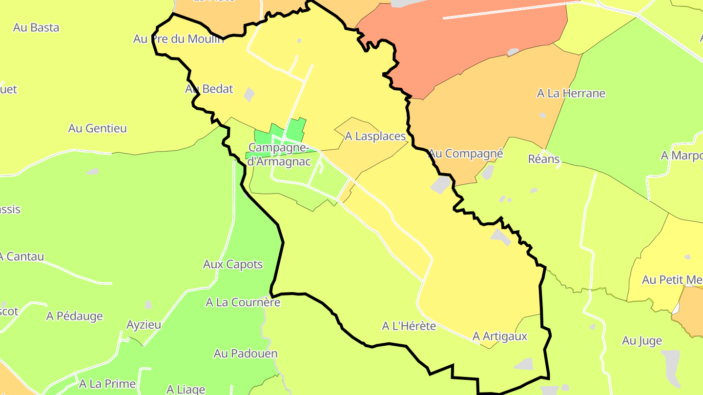 Carte des prix de l'immobilier Campagne-d'Armagnac