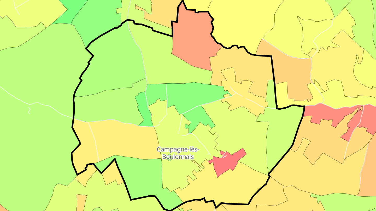 Carte des prix de l'immobilier Campagne-lès-Boulonnais