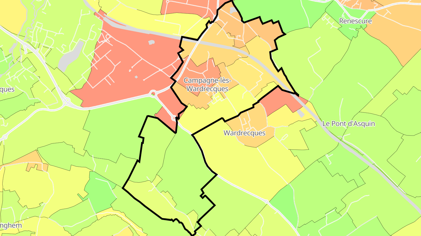 Carte des prix de l'immobilier Campagne-lès-Wardrecques