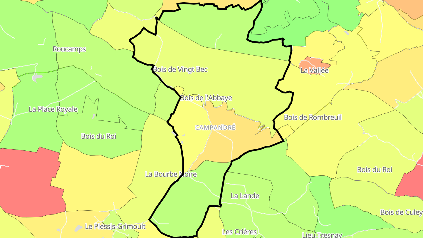 Carte des prix de l'immobilier Campandré-Valcongrain