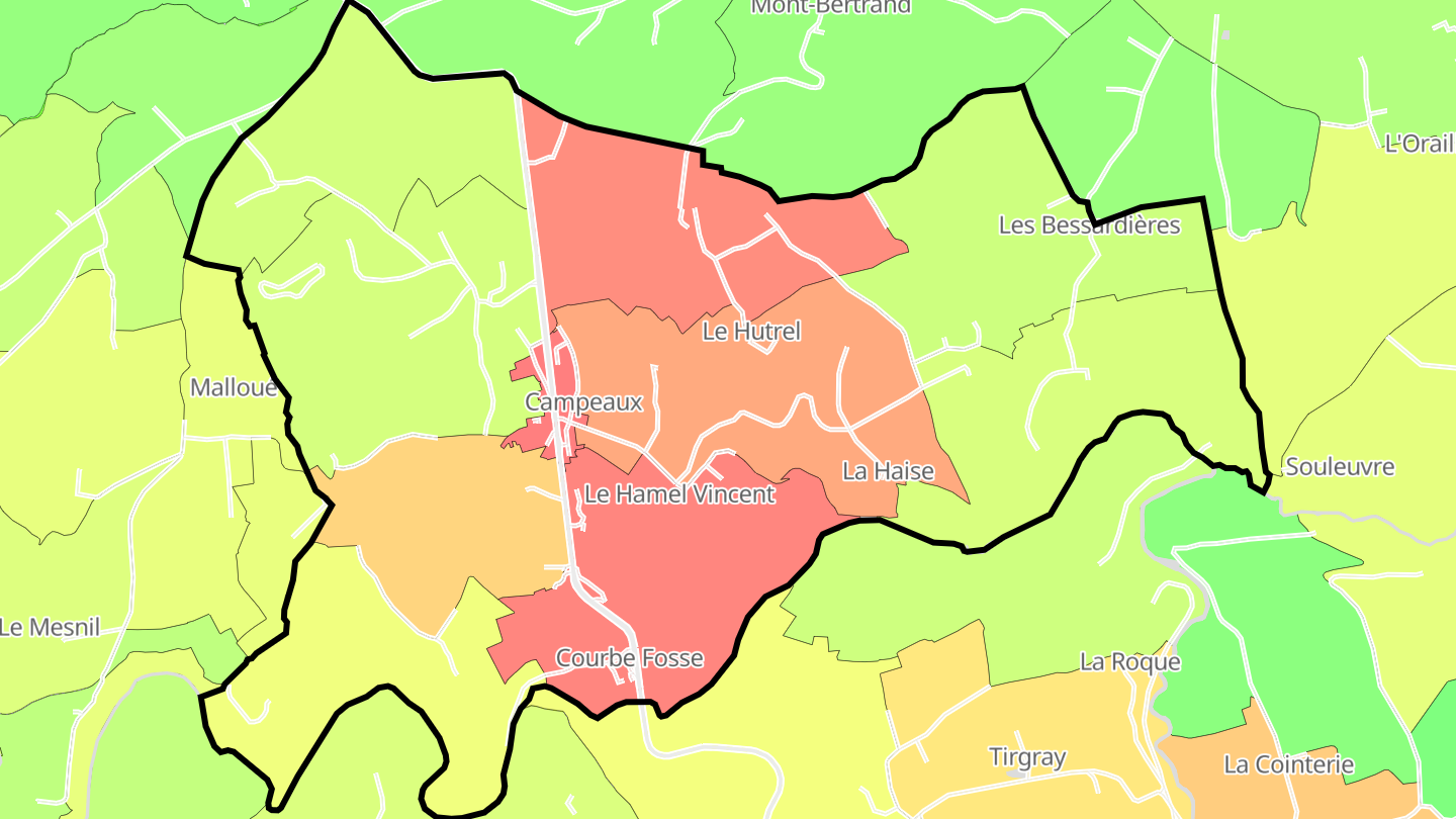 Carte des prix de l'immobilier Campeaux