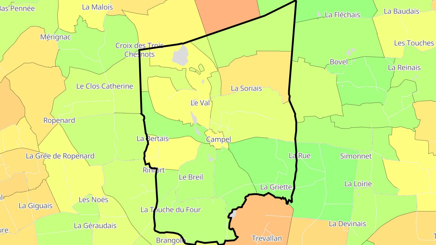 Carte des prix de l'immobilier Campel
