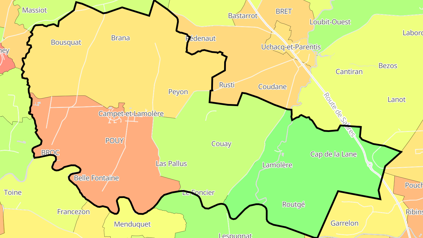 Carte des prix de l'immobilier Campet-et-Lamolère