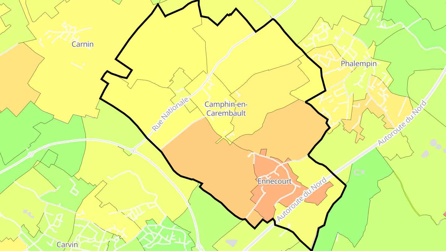 Carte des prix de l'immobilier Camphin-en-Carembault