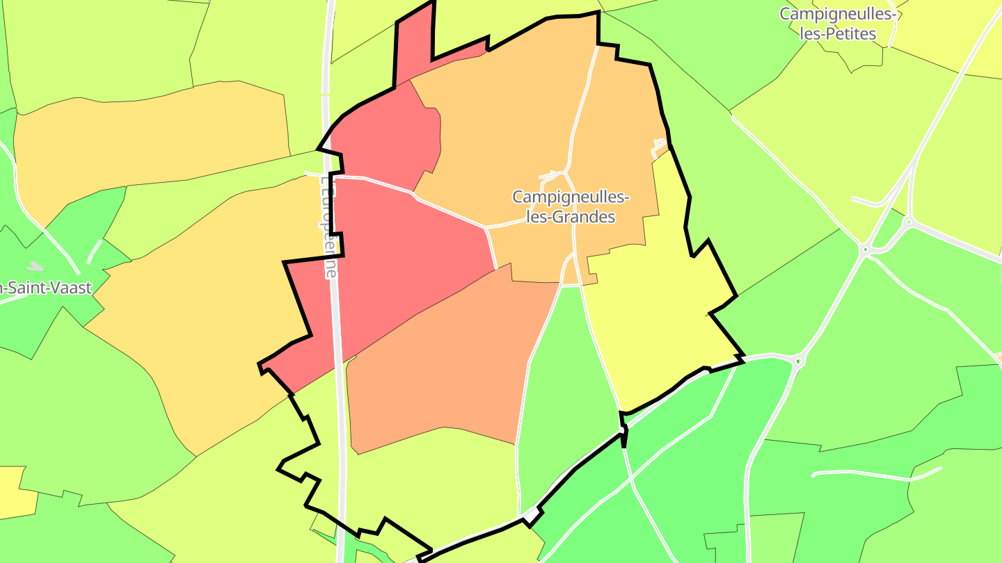 Carte des prix de l'immobilier Campigneulles-les-Grandes