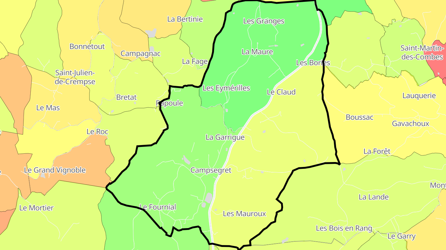 Carte des prix de l'immobilier Campsegret