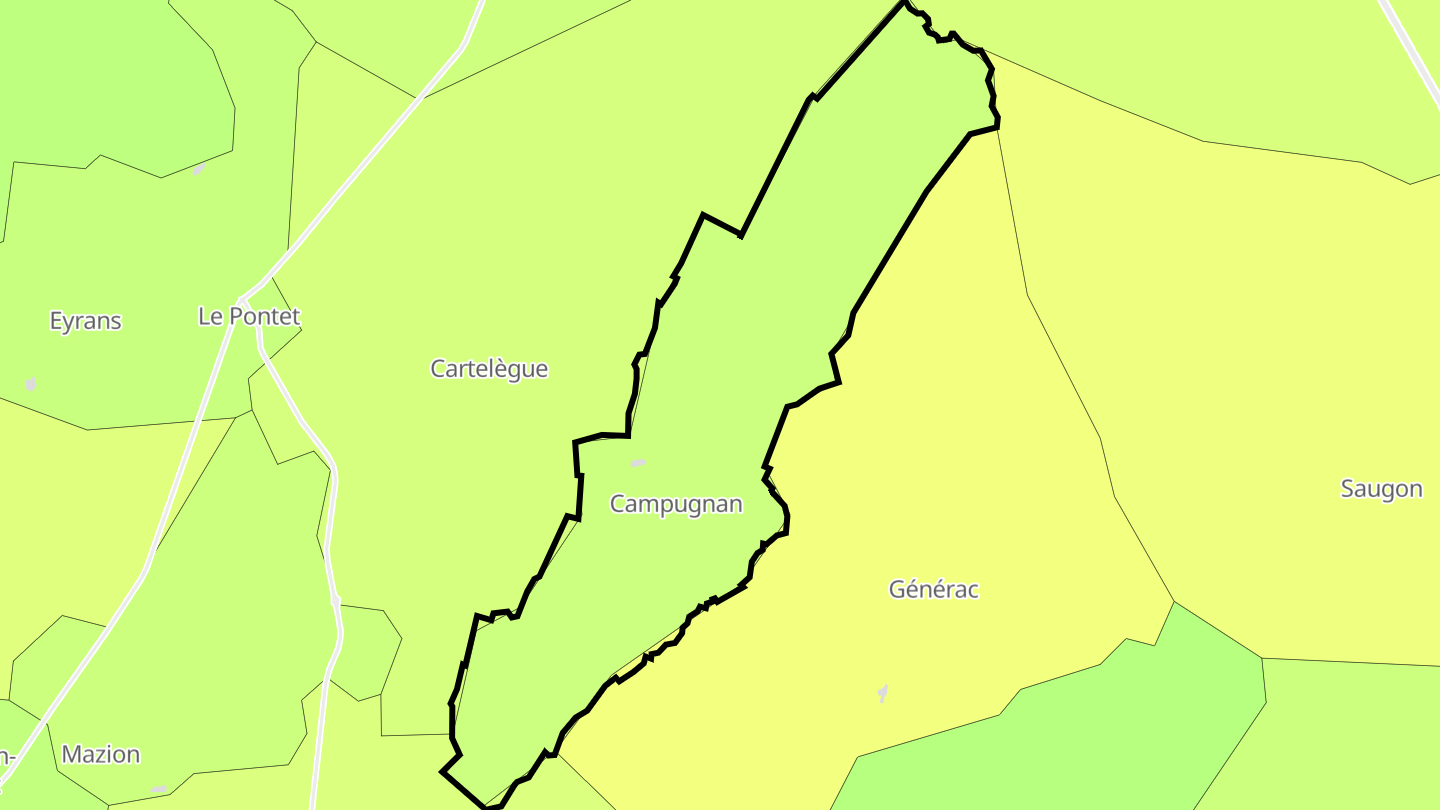 Carte des prix de l'immobilier Campugnan