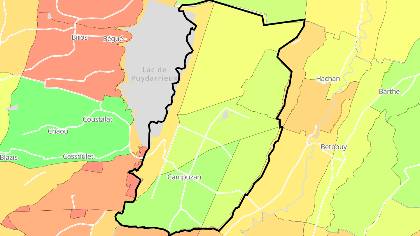 Carte des prix de l'immobilier Campuzan