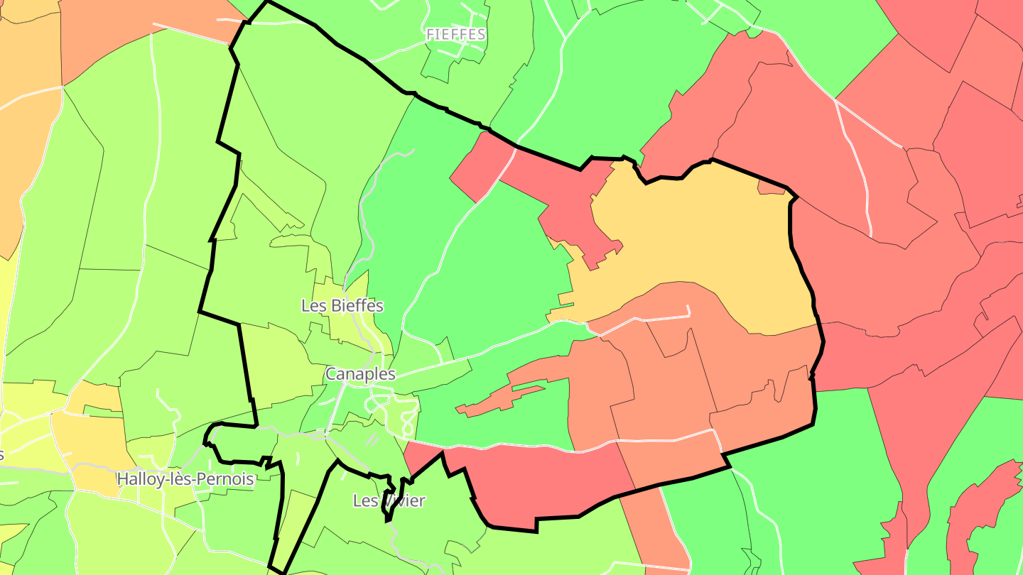Carte des prix de l'immobilier Canaples