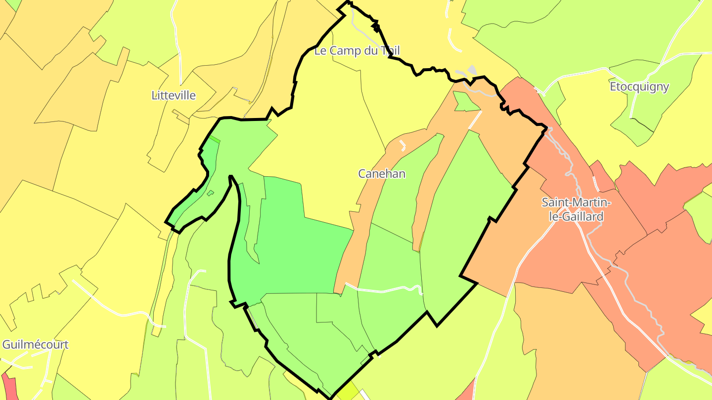Carte des prix de l'immobilier Canehan