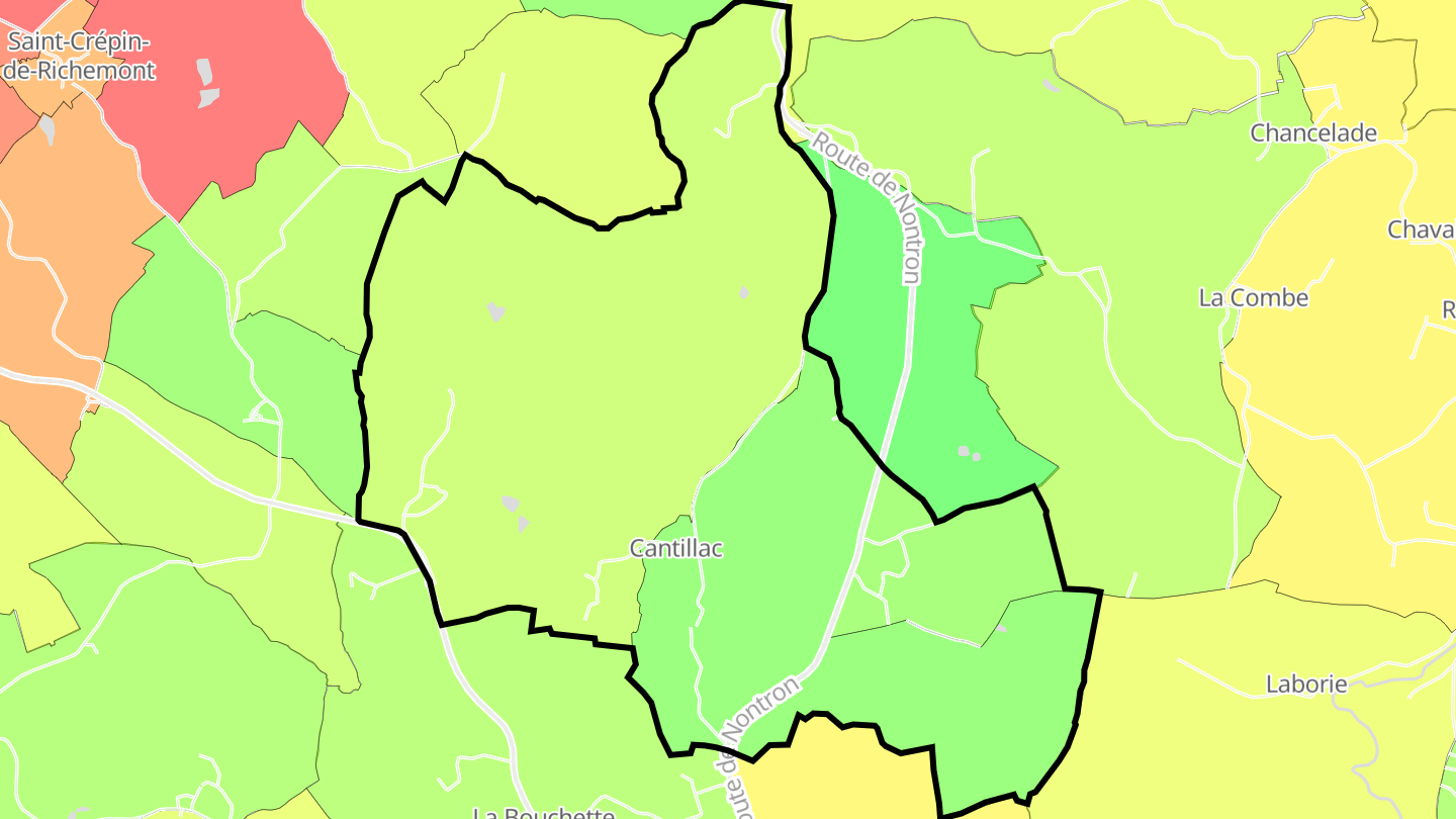 Carte des prix de l'immobilier Cantillac