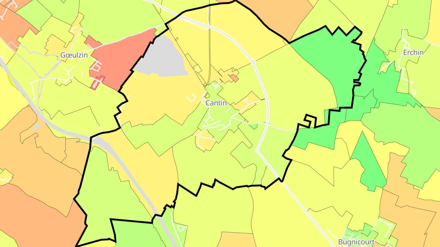 Carte des prix de l'immobilier Cantin