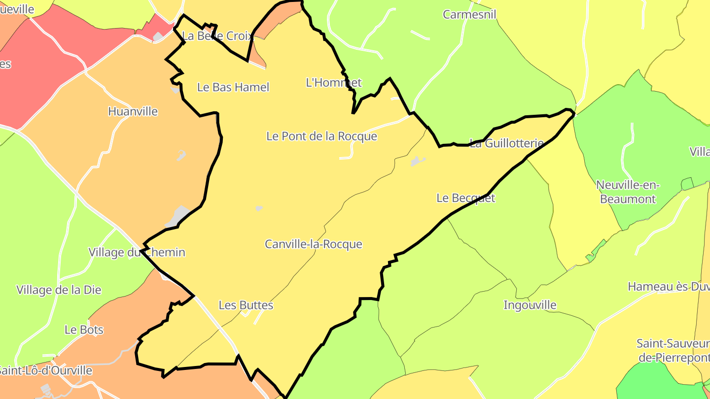Carte des prix de l'immobilier Canville-la-Rocque