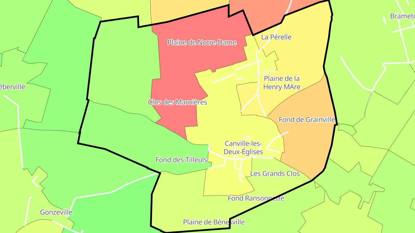 Carte des prix de l'immobilier Canville-les-Deux-Églises