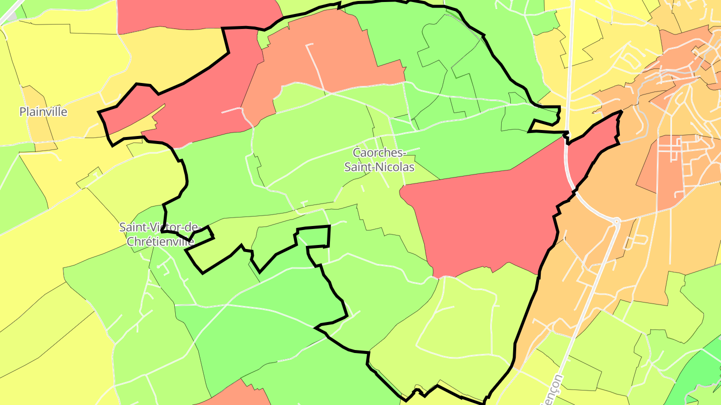 Carte des prix de l'immobilier Caorches-Saint-Nicolas