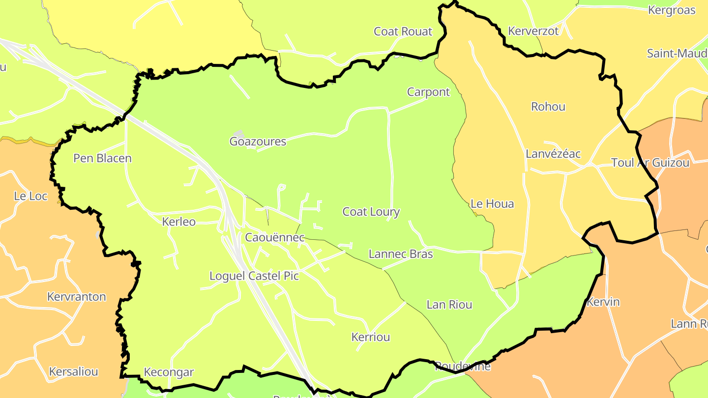Carte des prix de l'immobilier Caouënnec-Lanvézéac
