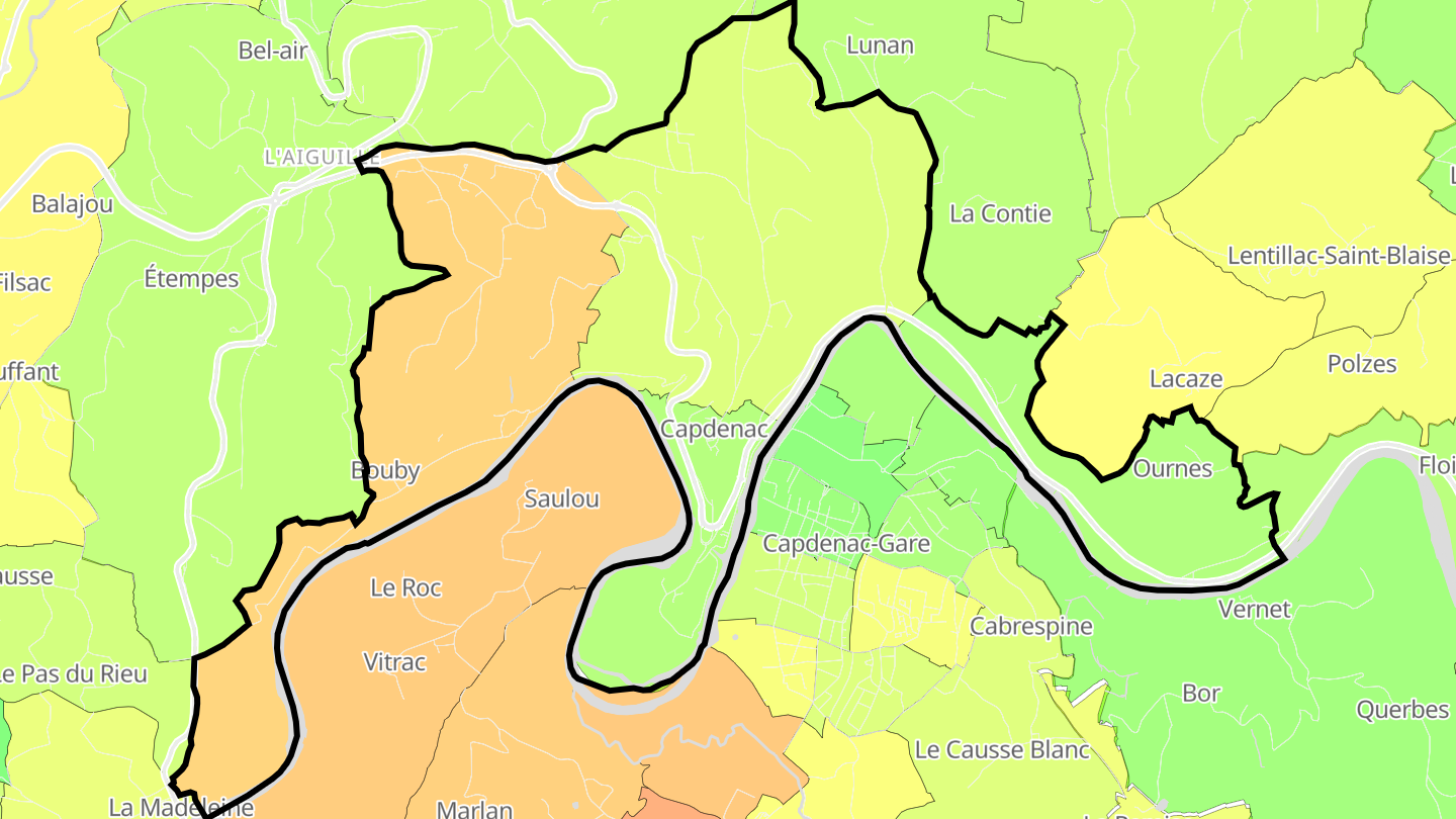Carte des prix de l'immobilier Capdenac