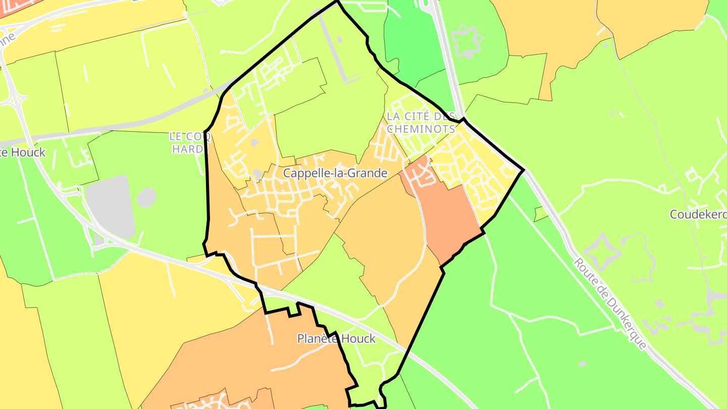 Carte des prix de l'immobilier Cappelle-la-Grande