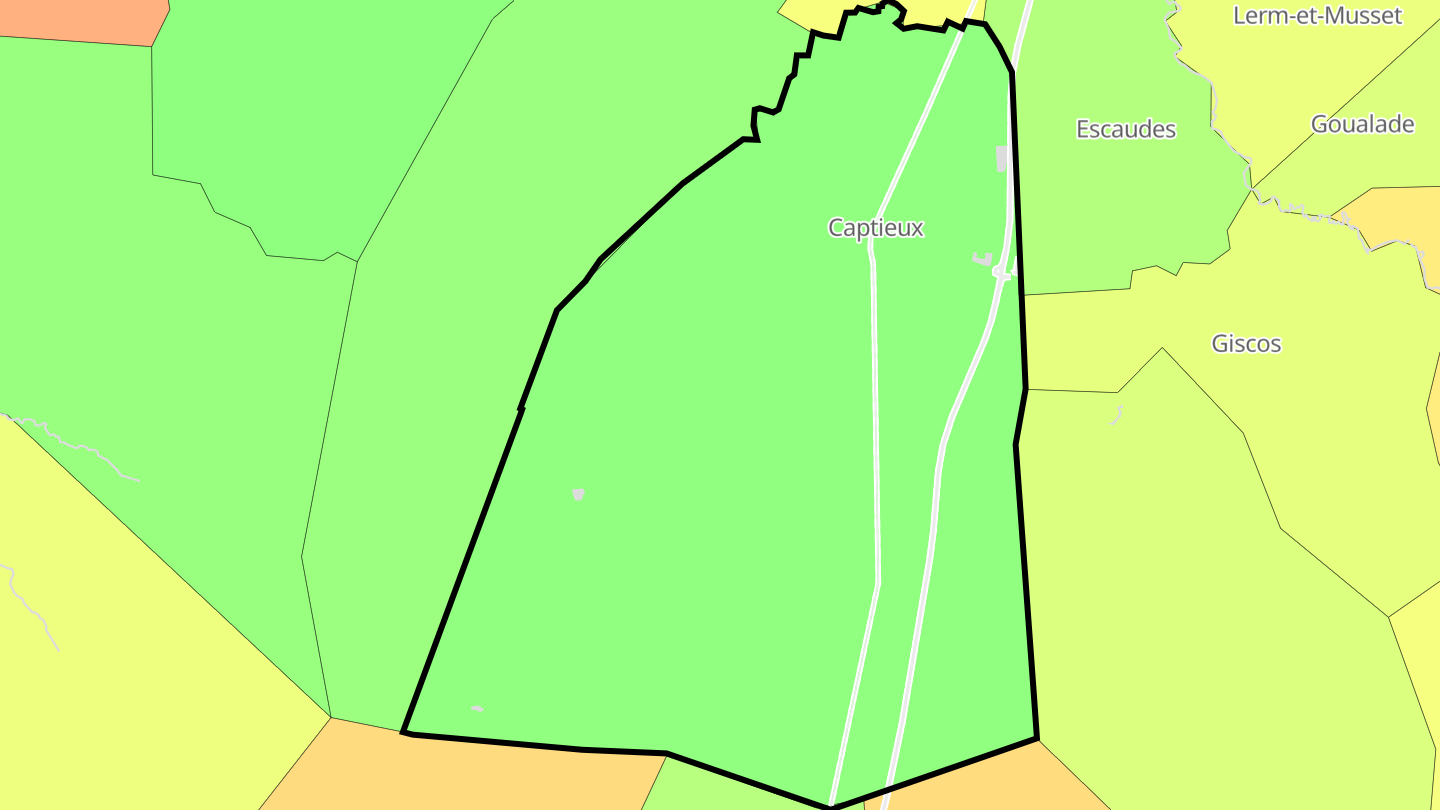 Carte des prix de l'immobilier Captieux
