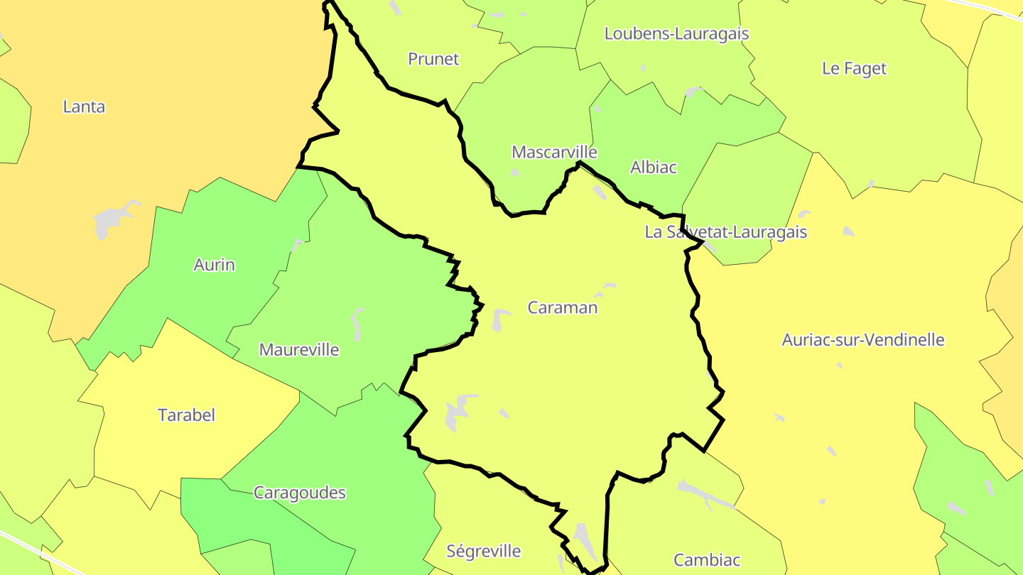 Carte des prix de l'immobilier Caraman