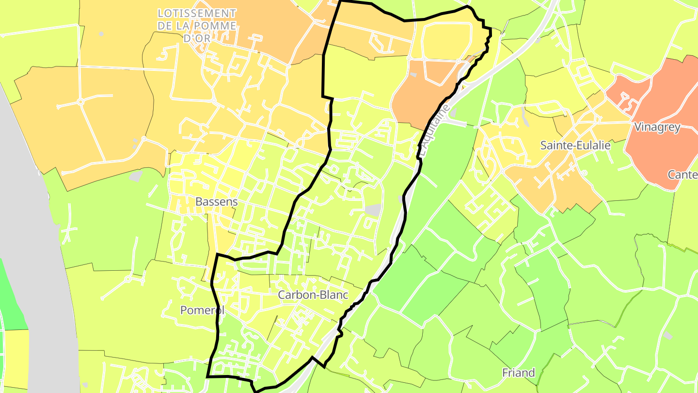 Carte des prix de l'immobilier Carbon-Blanc