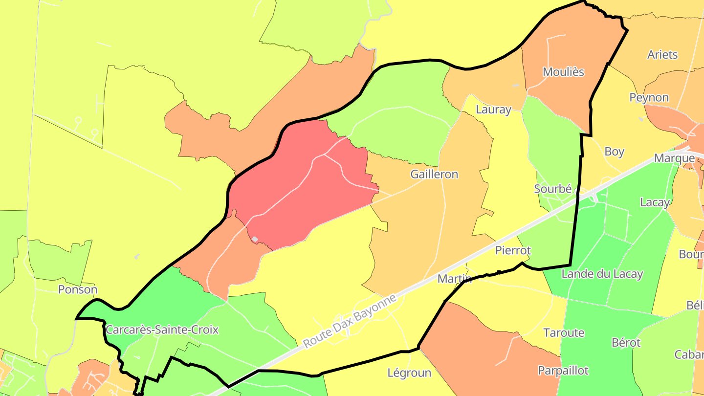 Carte des prix de l'immobilier Carcarès-Sainte-Croix