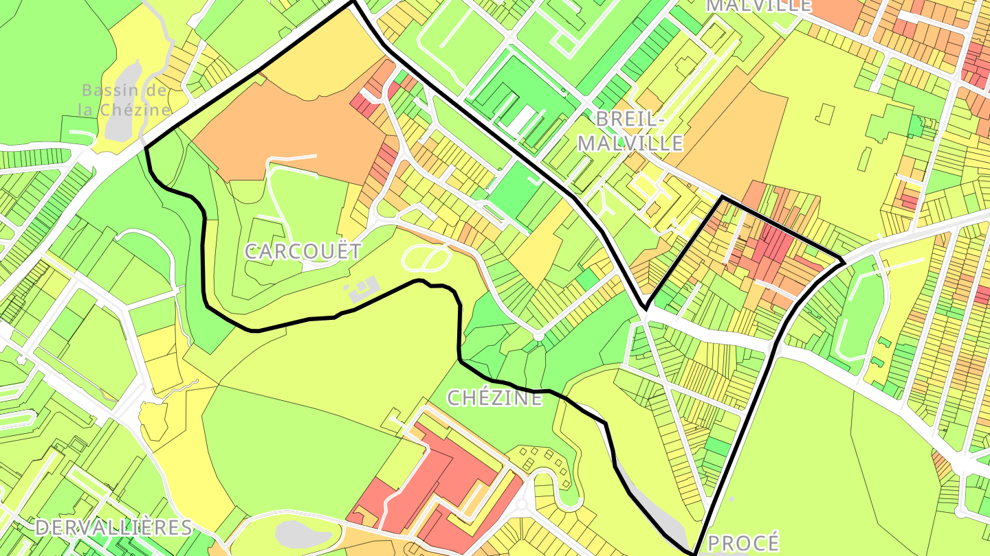 Carte des prix de l'immobilier Carcouët