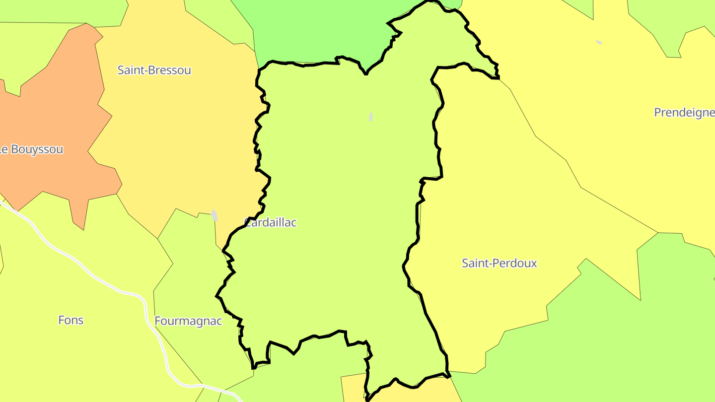 Carte des prix de l'immobilier Cardaillac
