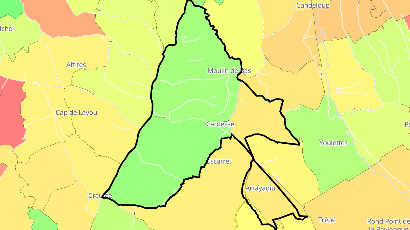 Carte des prix de l'immobilier Cardesse
