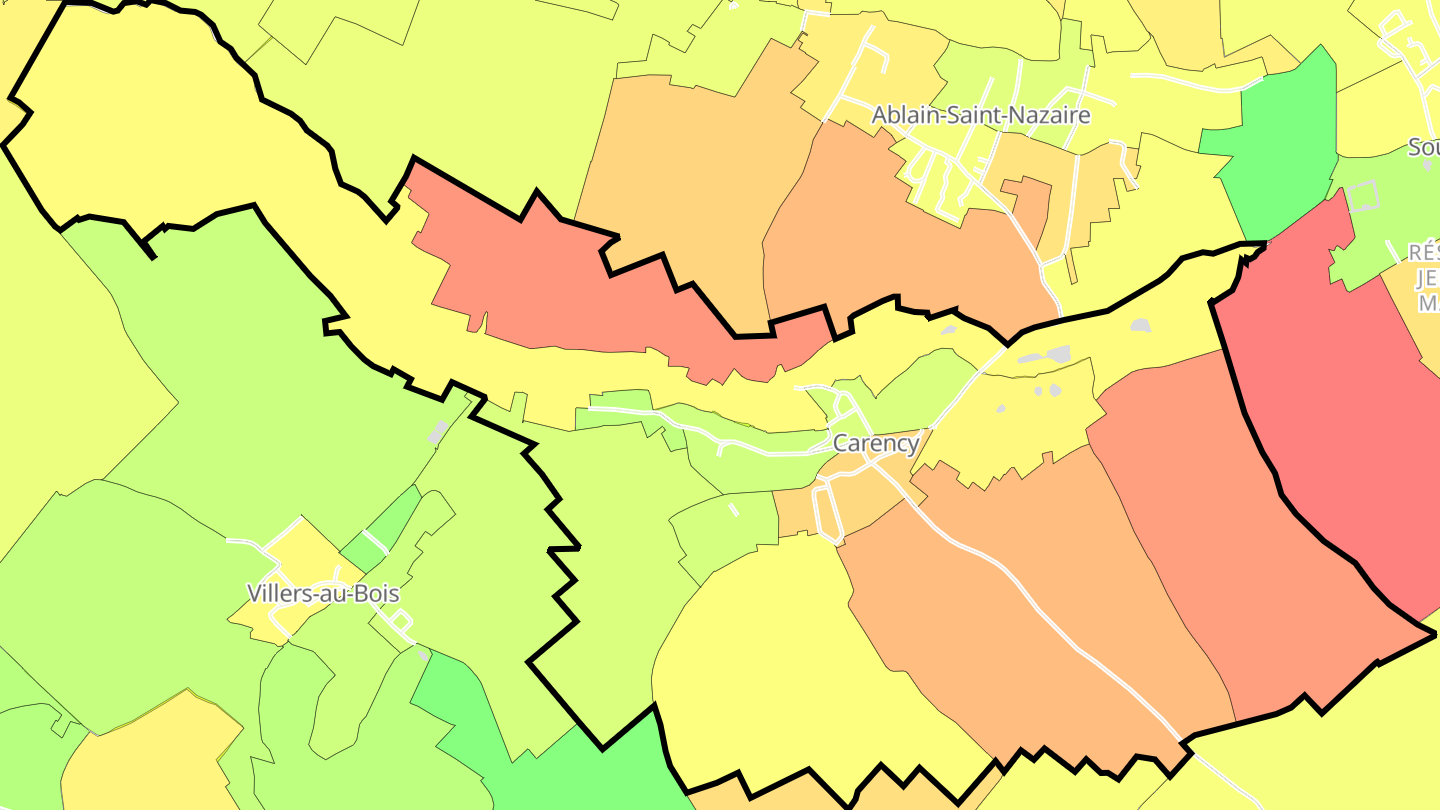 Carte des prix de l'immobilier Carency