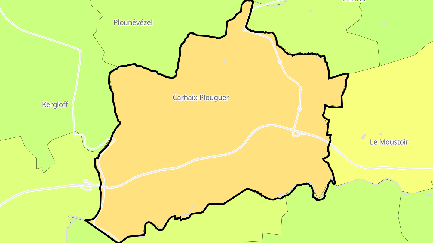 Carte des prix de l'immobilier Carhaix-Plouguer