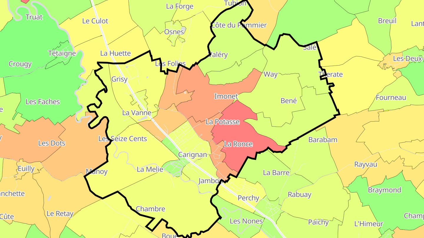 Carte des prix de l'immobilier Carignan