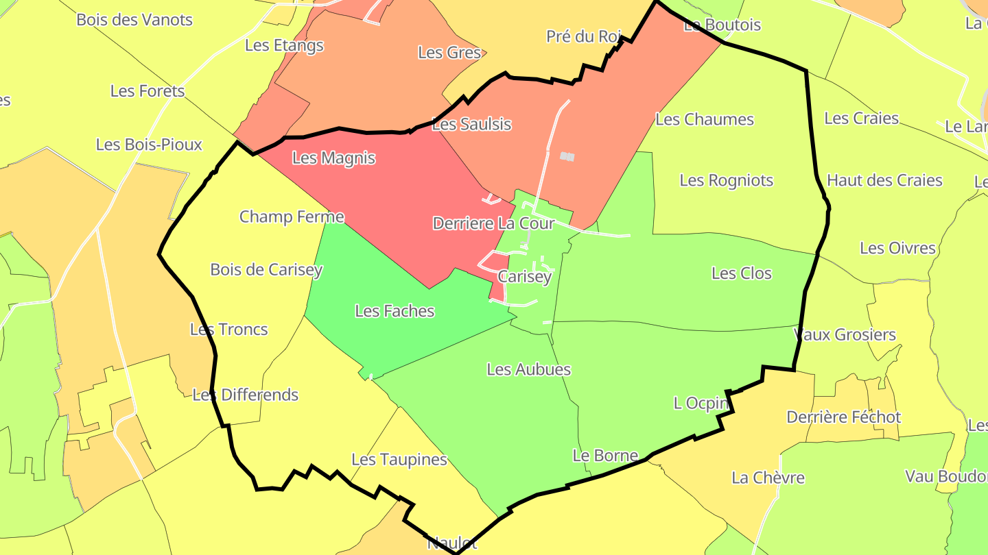 Carte des prix de l'immobilier Carisey