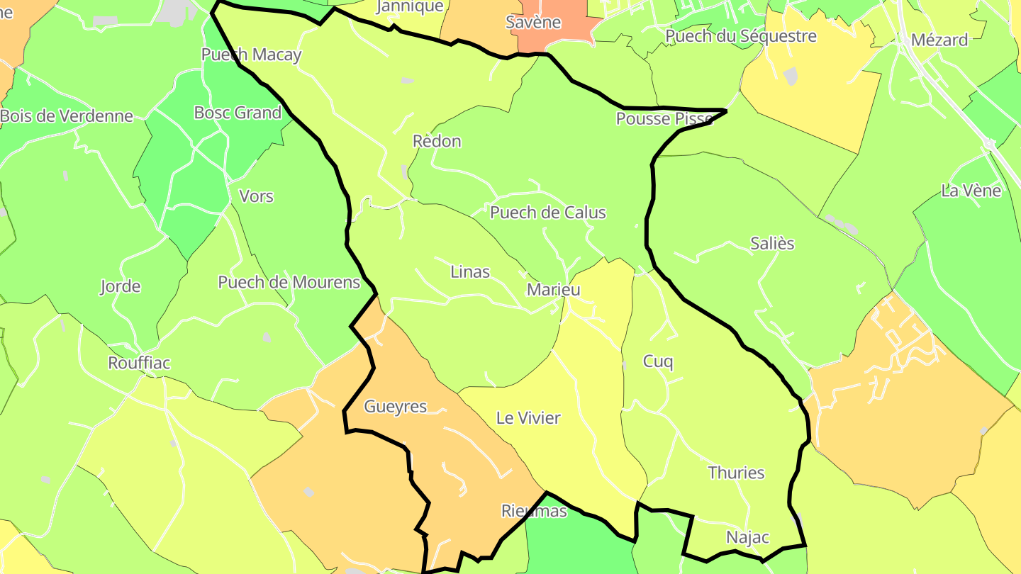Carte des prix de l'immobilier Carlus