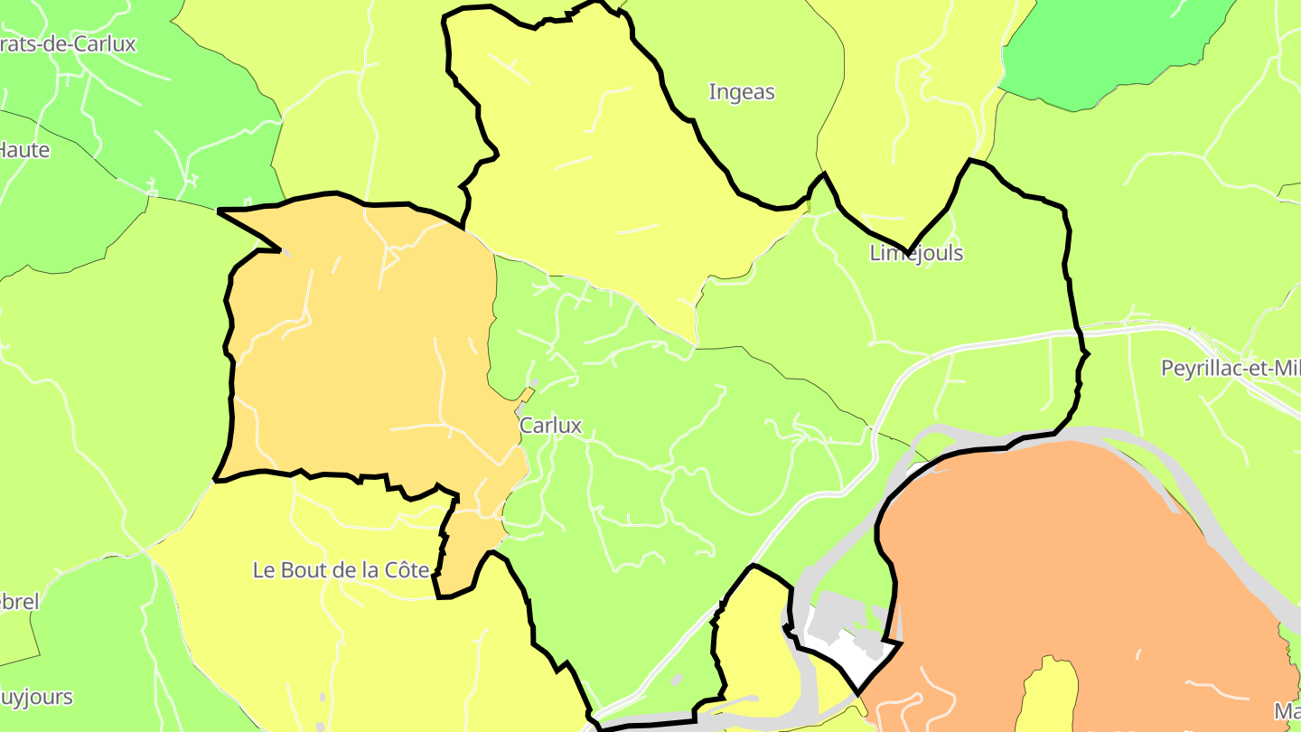 Carte des prix de l'immobilier Carlux