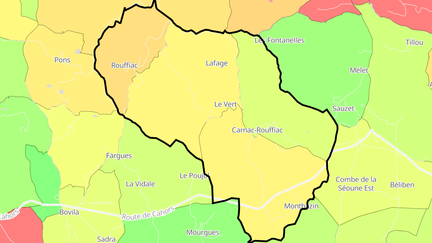 Carte des prix de l'immobilier Carnac-Rouffiac