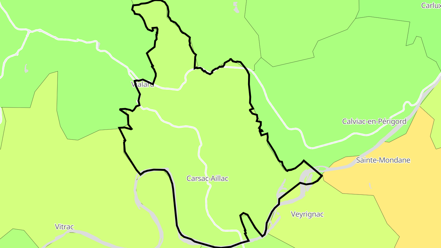 Carte des prix de l'immobilier Carsac-Aillac