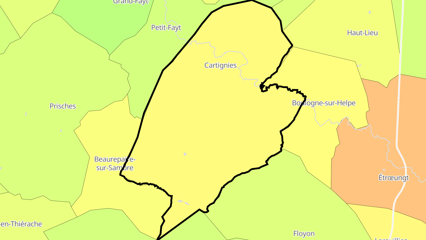 Carte des prix de l'immobilier Cartignies