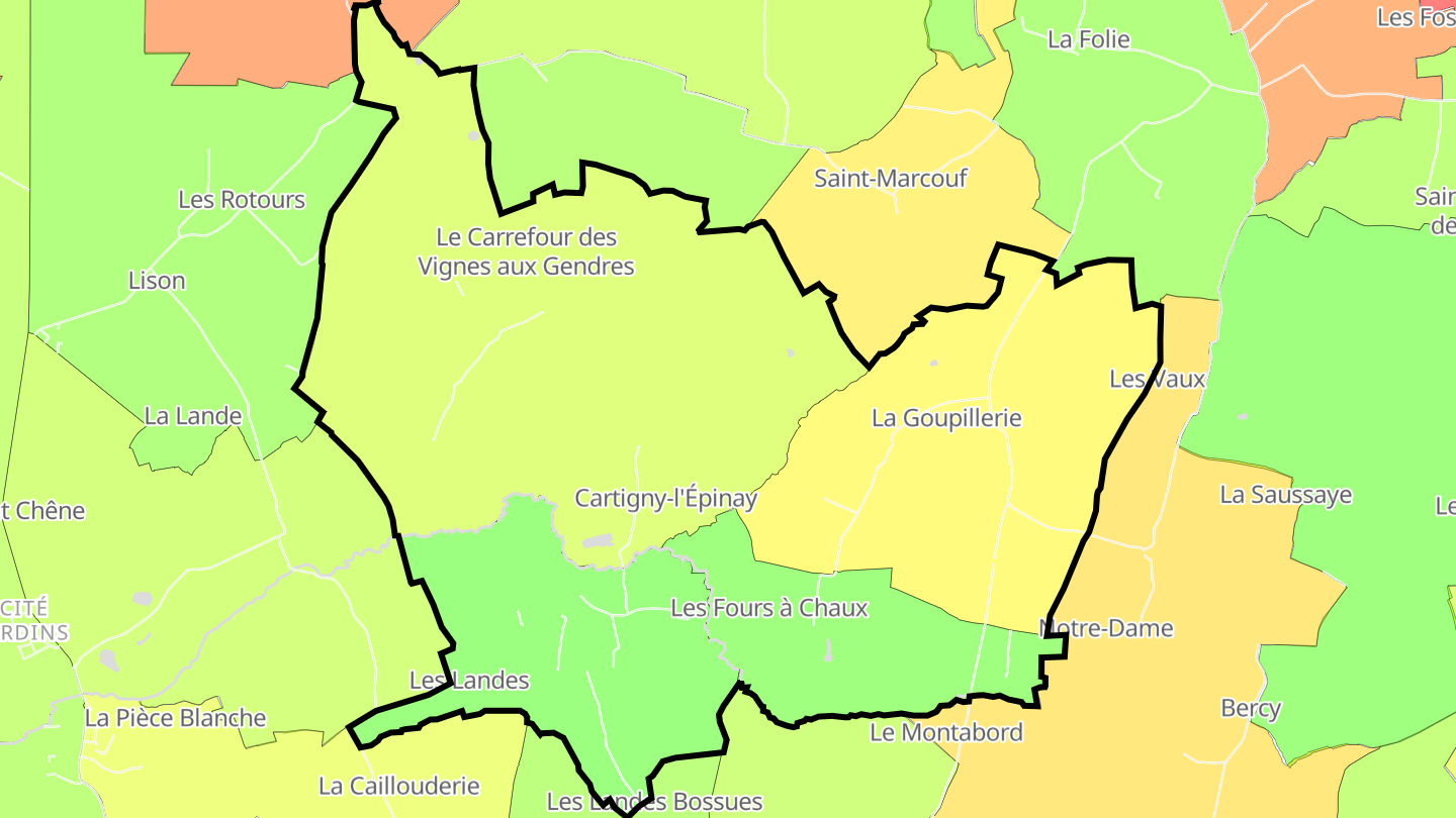 Carte des prix de l'immobilier Cartigny-l'Épinay