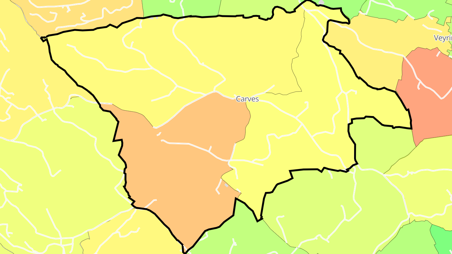 Carte des prix de l'immobilier Carves